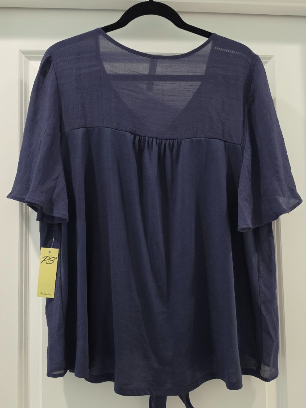 Summer Time Top with Fluttery Sleeves Navy - Picture 2 of 8